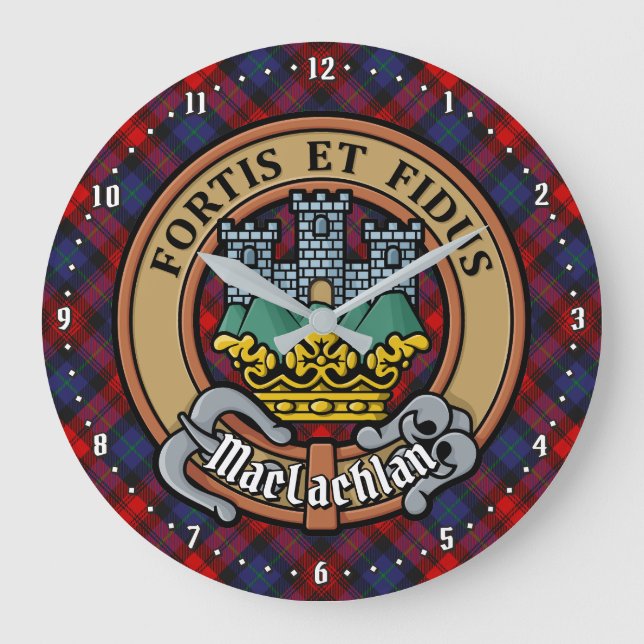 Relógio Grande Clan MacLachlan Crest sobre Tartan (Frente)