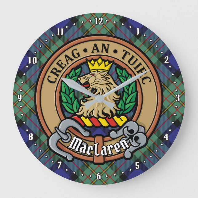 Relógio Grande Clan MacLaren Crest sobre Tartan (Frente)