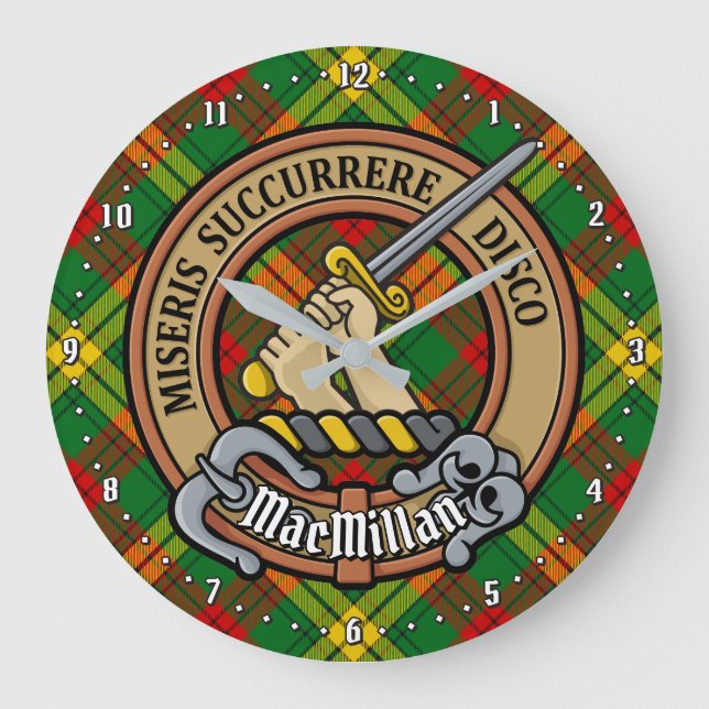Relógio Grande Clan MacMillan Crest sobre Tartan (Frente)