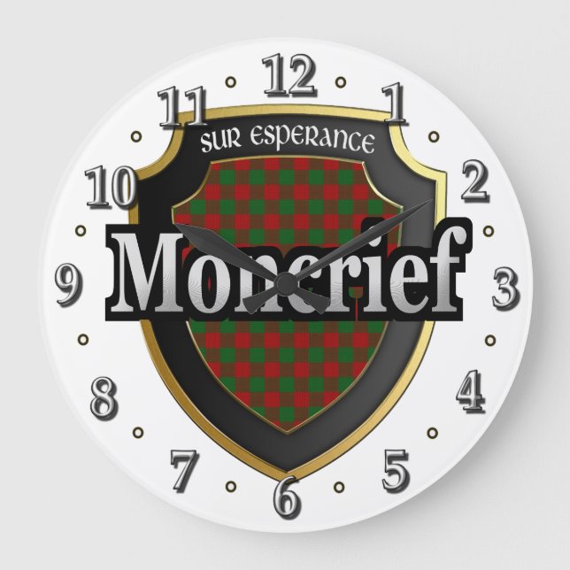 Relógio Grande Clan Moncrief Tartan Scottish Dream Clock (Frente)