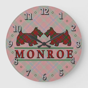 Relógio Grande Clan Monroe Munro Tartan Scottie Dogs