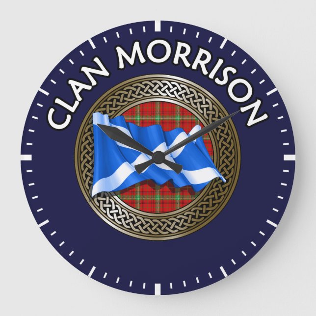Relógio Grande Clan Morrison Tartan Knot & Flag (Frente)