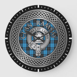 Relógio Grande Clan Ramsay Crest & Hunting Tartan Knot