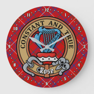 Relógio Grande Clan Rosa Crest sobre Tartan