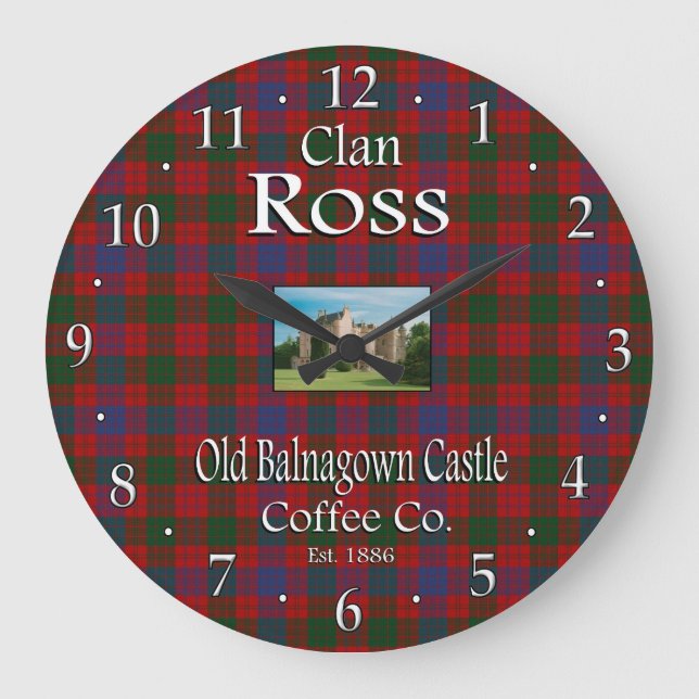 Relógio Grande Clan Ross Old Balnagown Castle Coffee Co. (Frente)