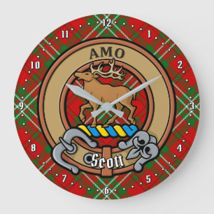 Relógio Grande Clan Scott Crest sobre Red Tartan
