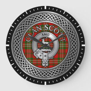 Relógio Grande Clan Scott Crest & Tartan Knot Large Clock