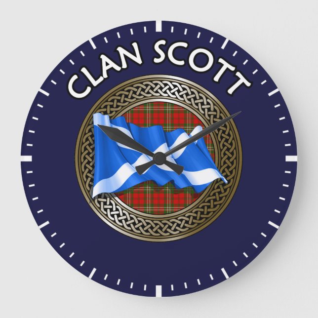 Relógio Grande Clan Scott Tartan Knot & Flag (Frente)