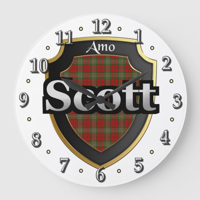 Relógio Grande Clan Scott Tartan Scottish Dream Clock (Frente)