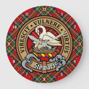 Relógio Grande Clan Stewart Crest sobre o Royal Tartan