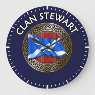 Relógio Grande Clan Stewart Tartan Knot & Flag