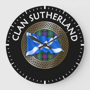 Relógio Grande Clan Sutherland Tartan Knot & Flag