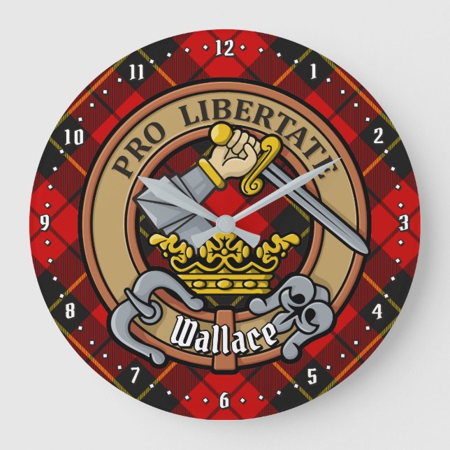 Relógio Grande Clan Wallace Crest sobre Tartan (Frente)