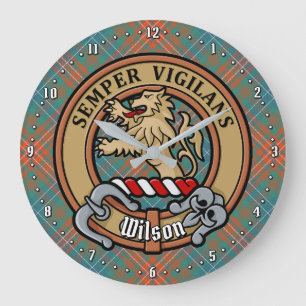 Relógio Grande Clan Wilson Crest sobre o Antigo Tartan
