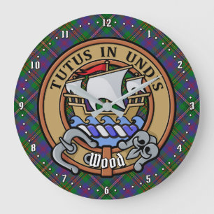 Relógio Grande Clan Wood Crest sobre Tartan