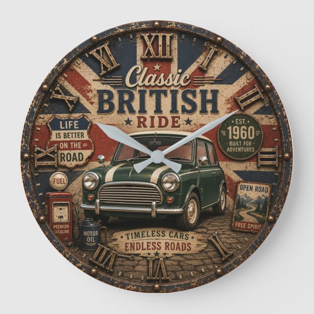 Relógio Grande Classic British Car (Frente)
