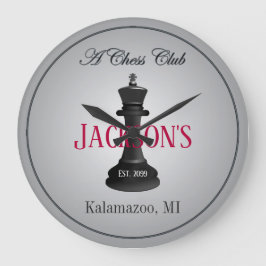 Relógio Grande Classic Chess Club com King Drawing Wall Clock
