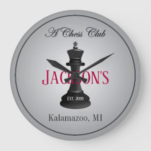 Relógio Grande Classic Chess Club com King Drawing Wall Clock