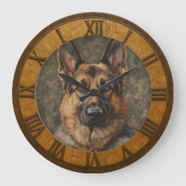Relógio Grande Classic German Shepherd  Rustic Art Home & Office
