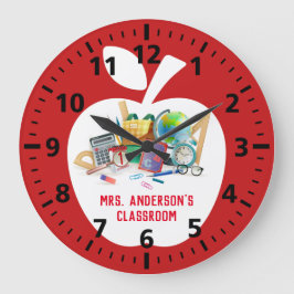 Relógio Grande Classic Red Apple Classic Classroom