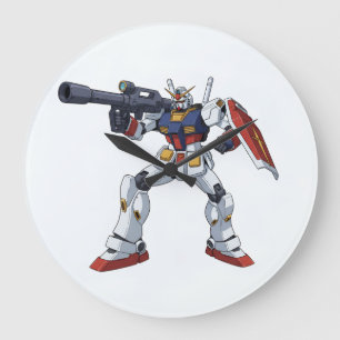 Relógio Grande Clássico Ilustração do Mecha Anime RX-78-2 Gundam