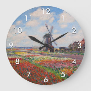 Relógio Grande Claude Monet - Campo de Tulipas na Holanda