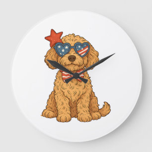 Relógio Grande Clipart Patriótico de Goldendoodle