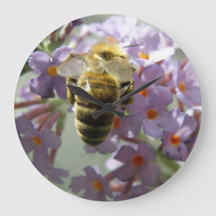 Relógio Grande Clock de Honeybee e Buddleia Flowers