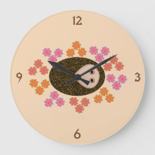 Relógio Grande Clock de Muro com Sono e Flores