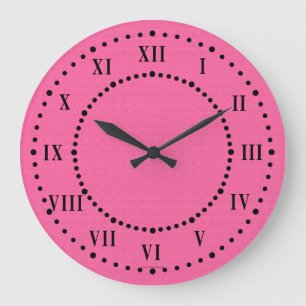 Relógio Grande Clock de Parede Numérica Romana com Olhar Rosa Ecl