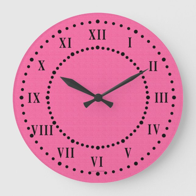 Relógio Grande Clock de Parede Numérica Romana com Olhar Rosa Ecl (Frente)