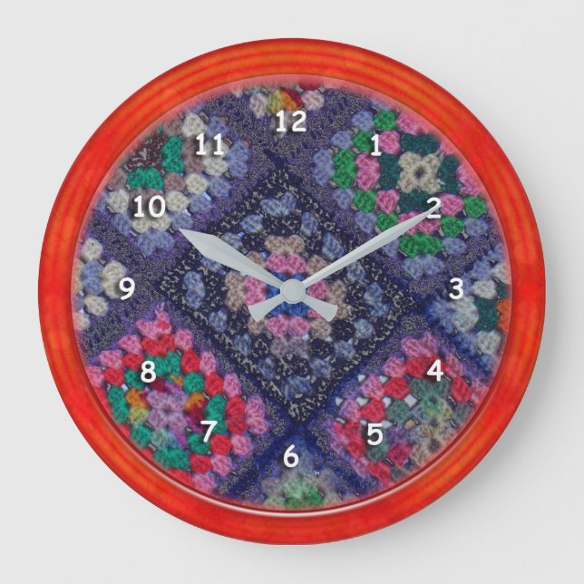 Relógio Grande Clock - Granny Square Afghan with RedFrame (Frente)