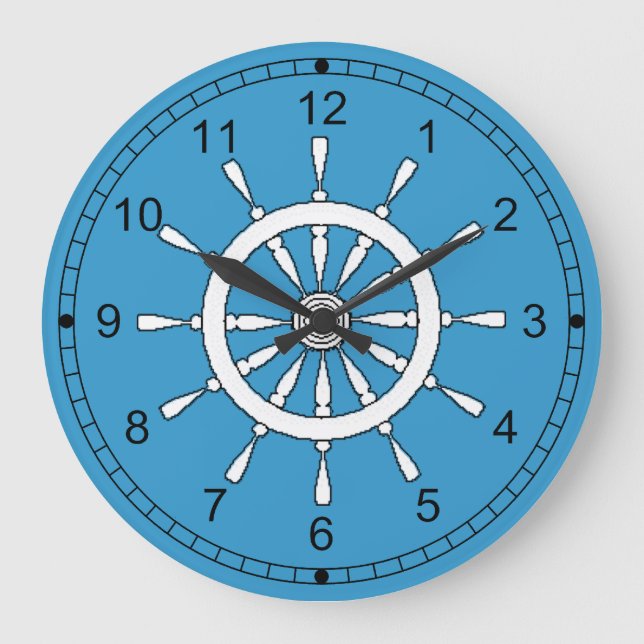 Relógio Grande Clock - White Ship Wheel (Frente)