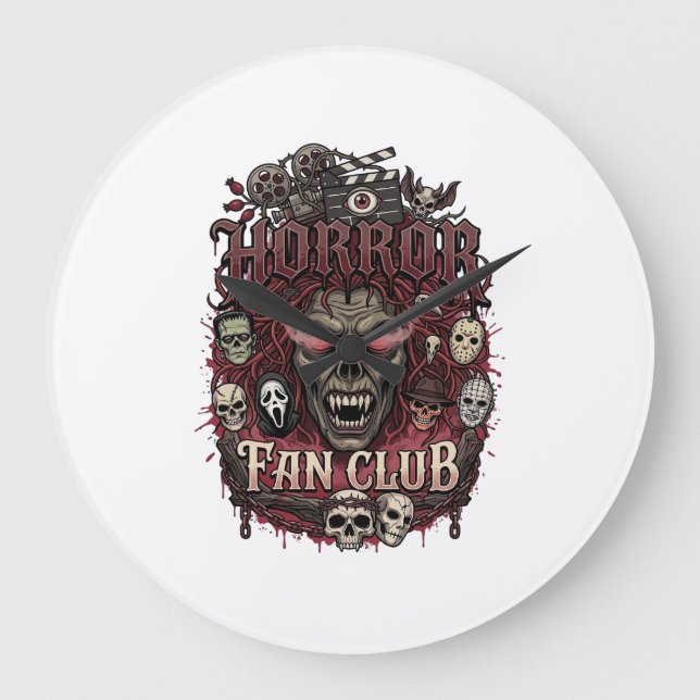 Relógio Grande Clube de Fãs de Terror Halloween Rosto de Demônio  (Frente)