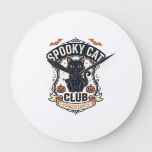 Relógio Grande Clube de Gato Assustador Gato Halloween Gato Assus