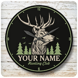 Relógio Grande Clube Personalizado de Caça a Deer Elk Antler