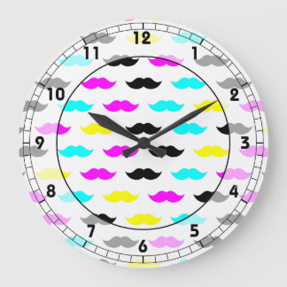 Relógio Grande CMYK hipster mustache pattern