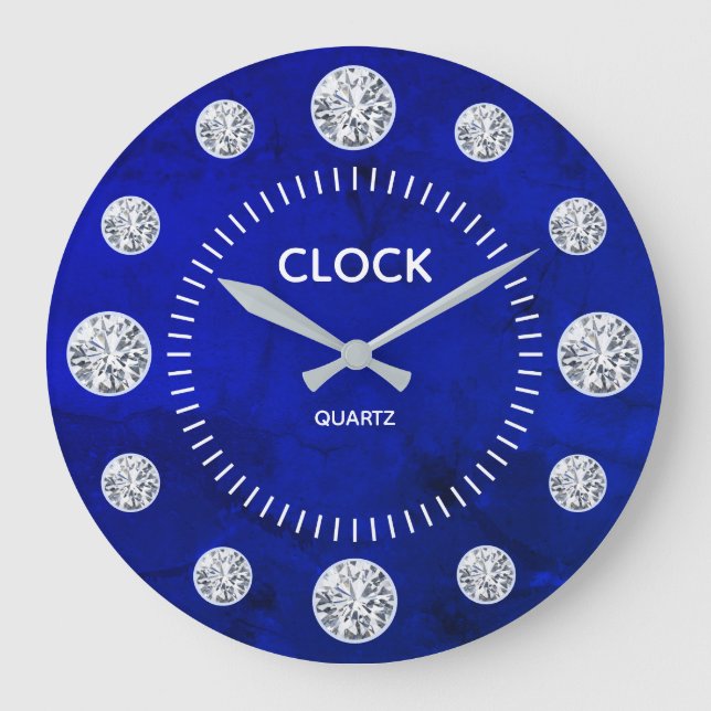 Relógio Grande Cobalt Blue Lapis Diamond Solitaire Nome Personali (Frente)