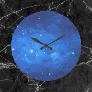 Relógio Grande Cobalto Blue Space Stars Wall Clock