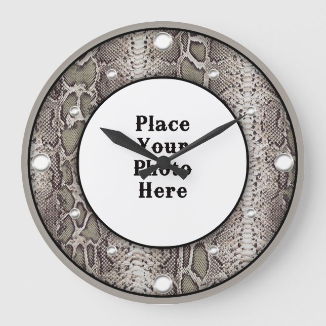 Relógio Grande Cobra Skin Your Photo Wall Clock (Frente)