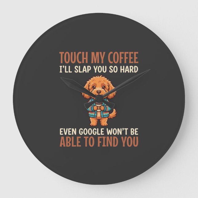 Relógio Grande Cockapoo Engraçado Amante de Café (Frente)
