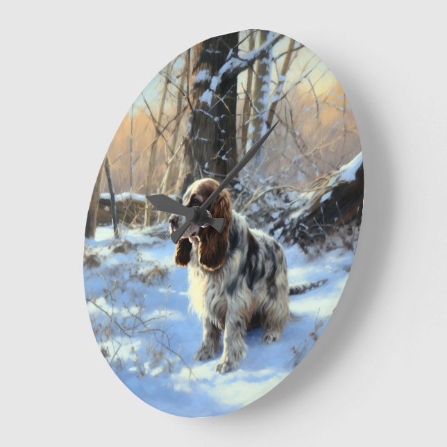 Relógio Grande Cocker Spaniel Deixe Nevar Natal (Ângulo)