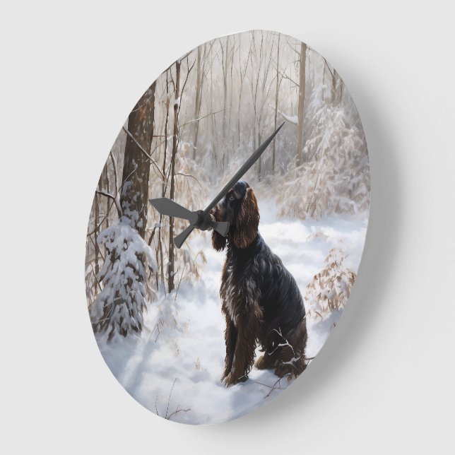 Relógio Grande Cocker Spaniel Deixe-o nevar no Natal (Ângulo)