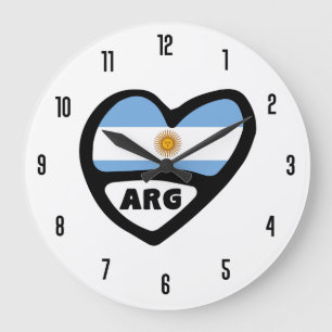 Relógio Grande Código do País Argentina, ARG Flag Heart