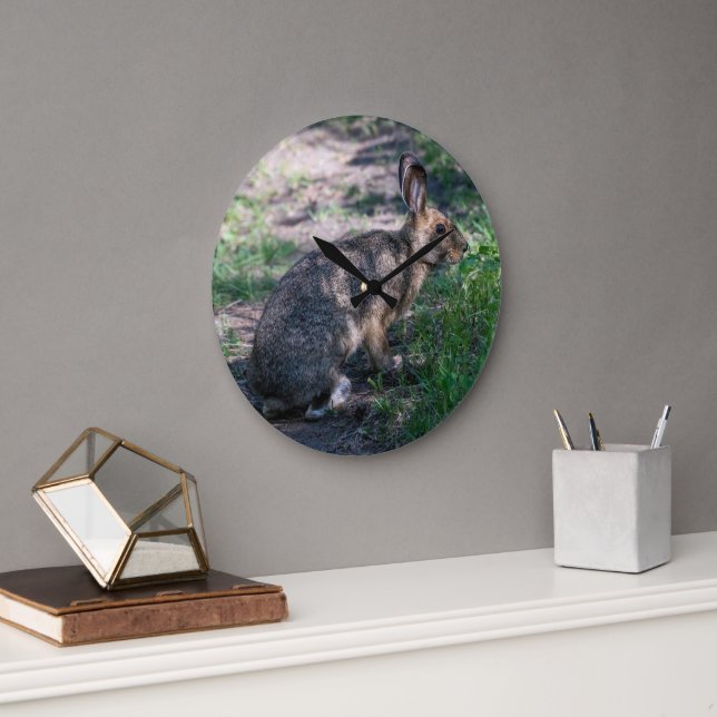 Relógio Grande Coelho castanho, Descansado na Natureza (Escritório)