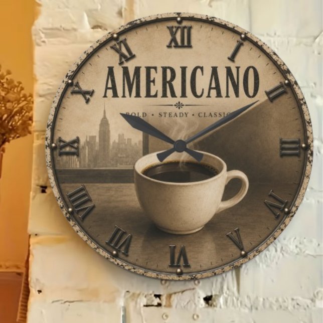 Relógio Grande Coffee Americano Vintage  (Criador carregado)