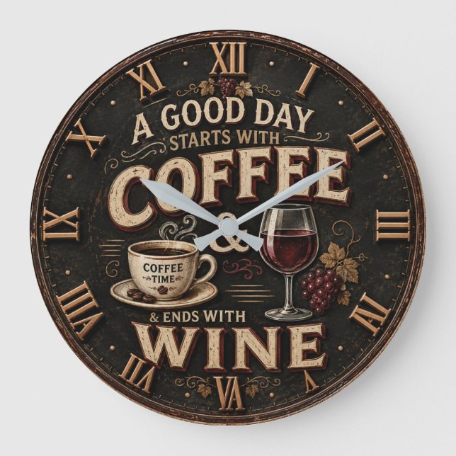 Relógio Grande Coffee and Wine (Frente)