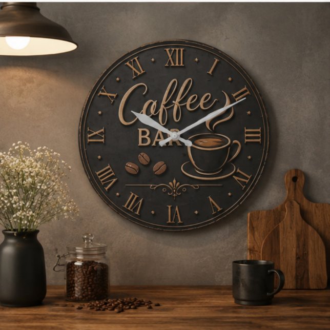 Relógio Grande Coffee Bar Rustic Coffee Lover Station Gift (Criador carregado)