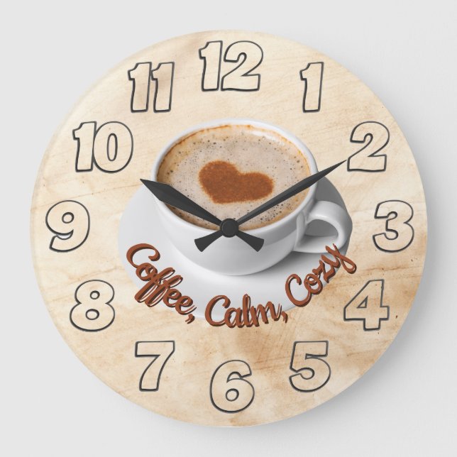 Relógio Grande Coffee, Calm, Cozy Wall Clock Design (Frente)