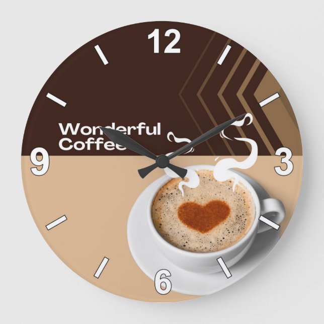Relógio Grande Coffee Cup Wall Clock – Cozy Cafe Kitchen Home Dec (Frente)